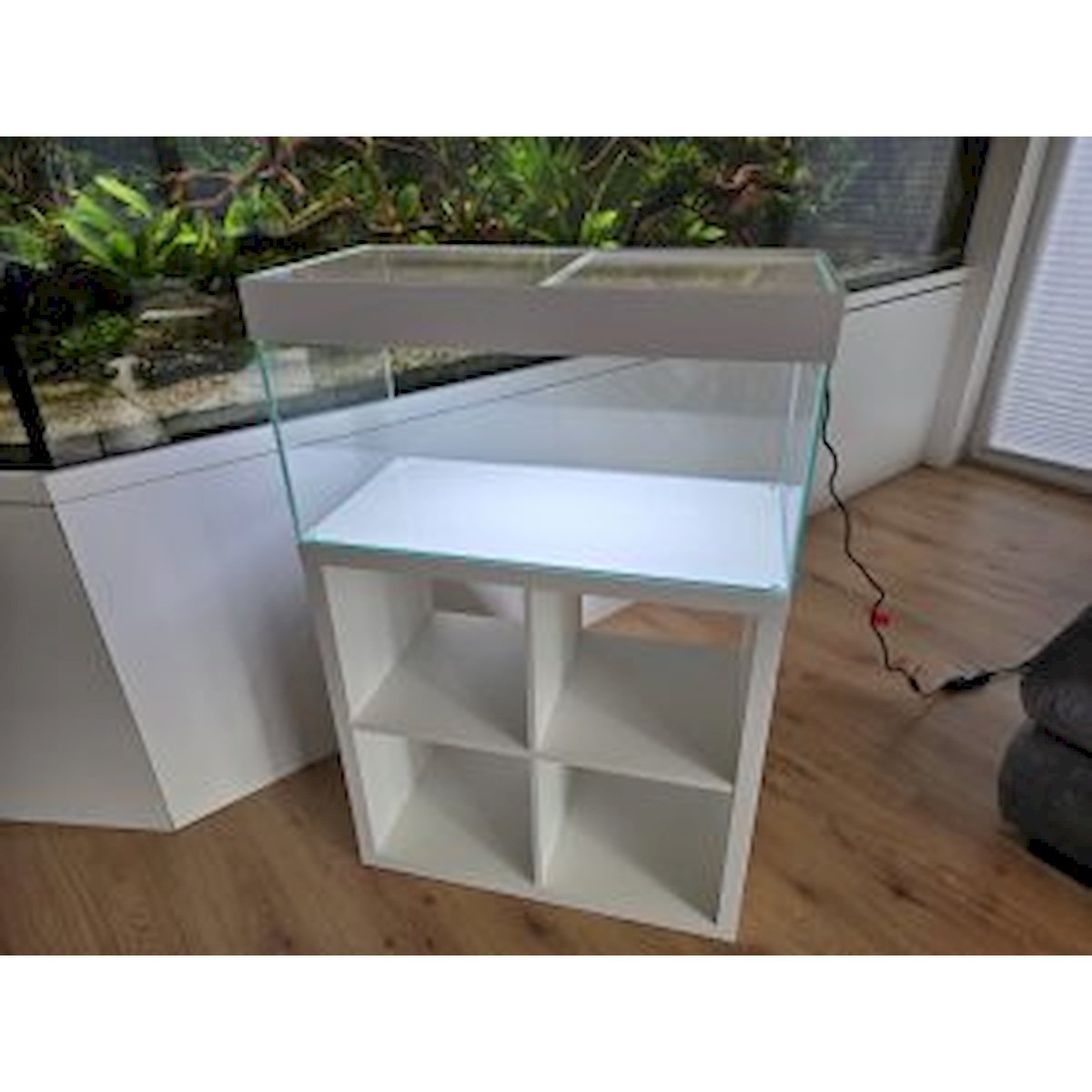 aquarium 76,5x39x32cm (lxtxh) 95l + abdeckungs system für schwedisches quadrat regal (auf lager in plz 31555)
