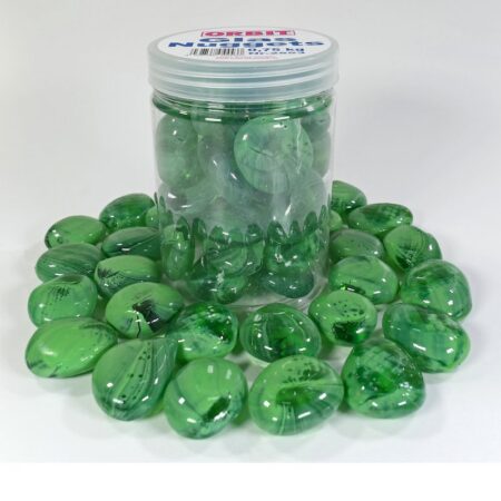 Glas-Nuggets dunkelgrün (30 x 15 mm) 0,75 kg Dose